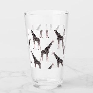 Cute Black White Pink Giraffe Glass