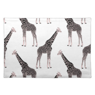 Cute Black White Pink Giraffe Placemat