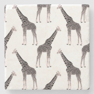 Cute Black White Pink Giraffe Stone Coaster