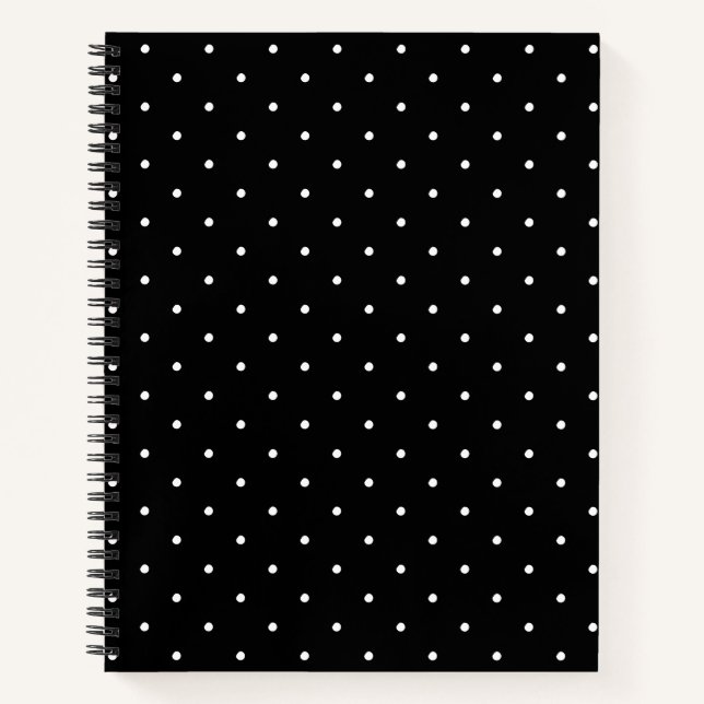 Cute black white polka dot pattern elegant stylish notebook (Front)