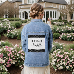 Cute black & white polka dot wedding bridesmaid denim jacket