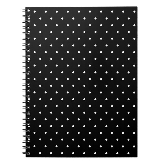 Cute black white polka dots pattern elegant chic notebook (Front)