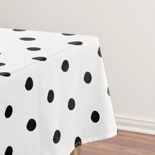 Cute black white polka pattern elegant modern tablecloth (In Situ)