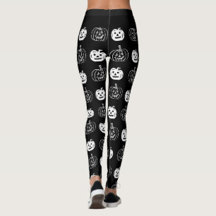 Cute Black White Pumpkins Halloween Party Leggings