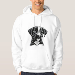 Cute Black & White Puppy – Cozy Dog Lover Hoodie