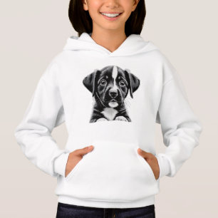 Cute Black & White Puppy – Cozy Dog Lover Hoodie
