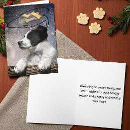Cute Black White Puppy Dreams Dog Treats Custom Holiday Card