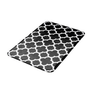 Cute Black White Retro Chic Trellis Pattern Bath Mat