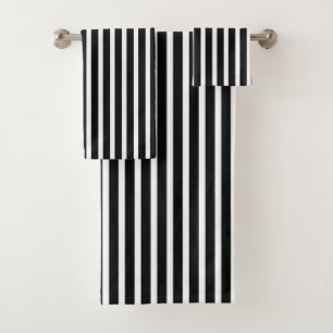 cute black white stripe pattern bath towel set