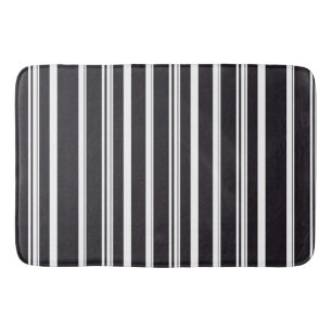 Cute black white stripes bath mat