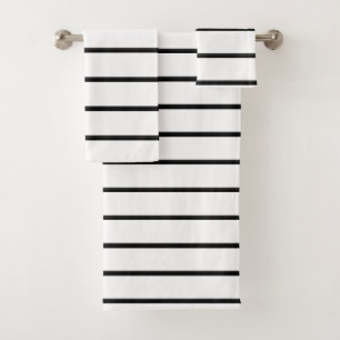 Cute black white stripes bath towel set