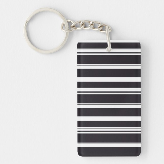 Cute black white stripes keychain (Front)