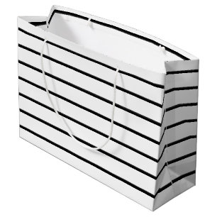 Cute black white stripes large gift bag