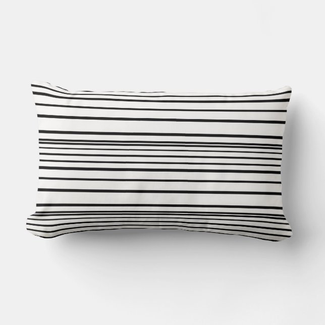 Cute black white stripes lumbar pillow (Front)