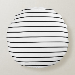 Cute black white stripes round pillow