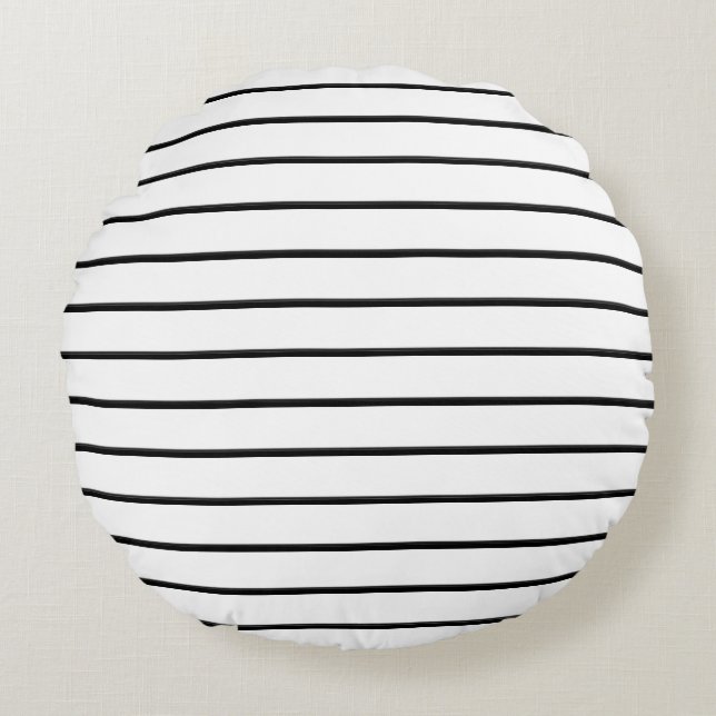Cute black white stripes round pillow (Front)