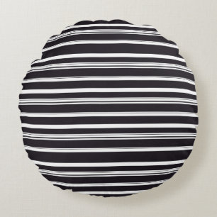 Cute black white stripes round pillow