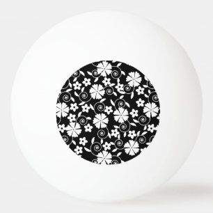 Cute black white swirl flowers pattern ping pong ball
