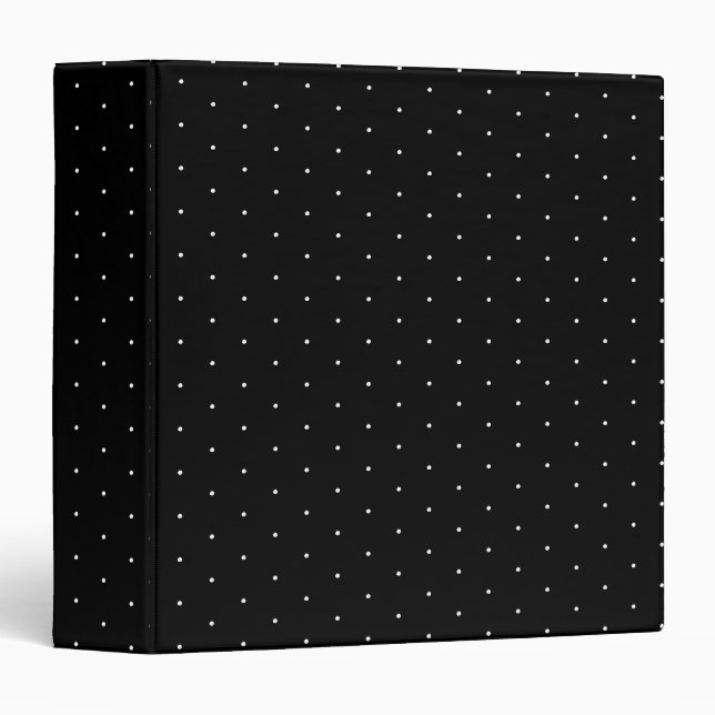 Cute black white tiny polka dot pattern stylish binder (Front/Spine)