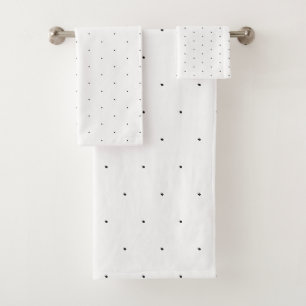 Cute Black white tiny polka dots elegant pattern Bath Towel Set