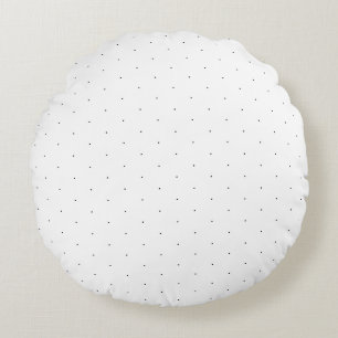 Cute Black white tiny polka dots elegant pattern Round Pillow
