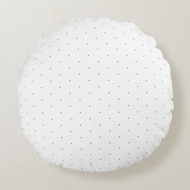 Cute Black white tiny polka dots elegant pattern Round Pillow (Front)