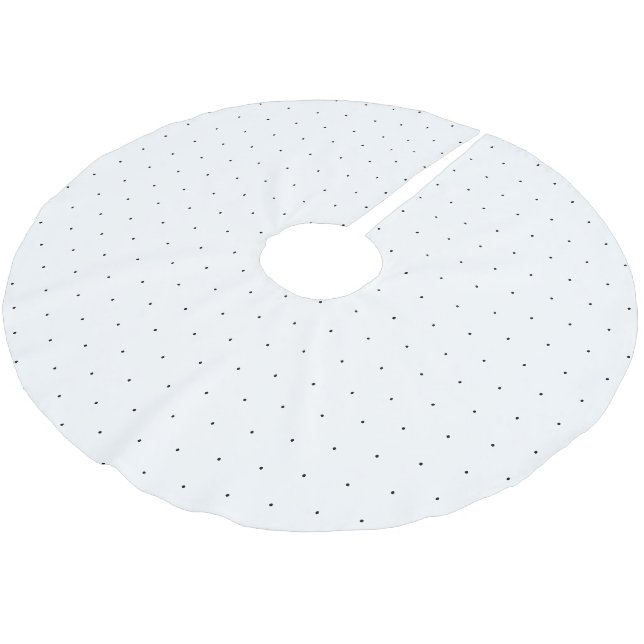 Cute black white tiny polka dots pattern Christmas Brushed Polyester Tree Skirt (Angled)