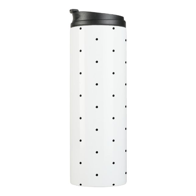 Cute black white tiny polka dots pattern elegant thermal tumbler (Rotated Right)