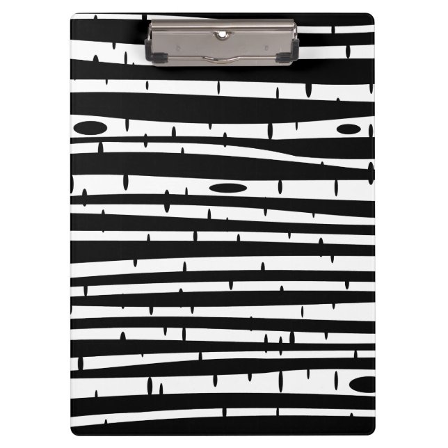 Cute black white tree pattern clipboard (Front)
