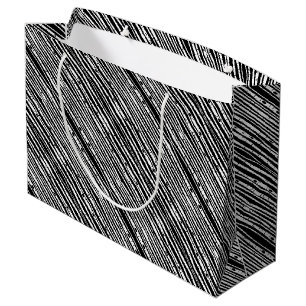 Cute black white tree pattern large gift bag