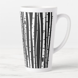 Cute black white tree pattern latte mug