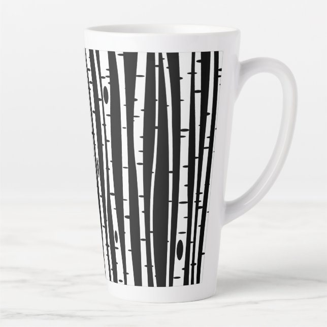 Cute black white tree pattern latte mug (Right)
