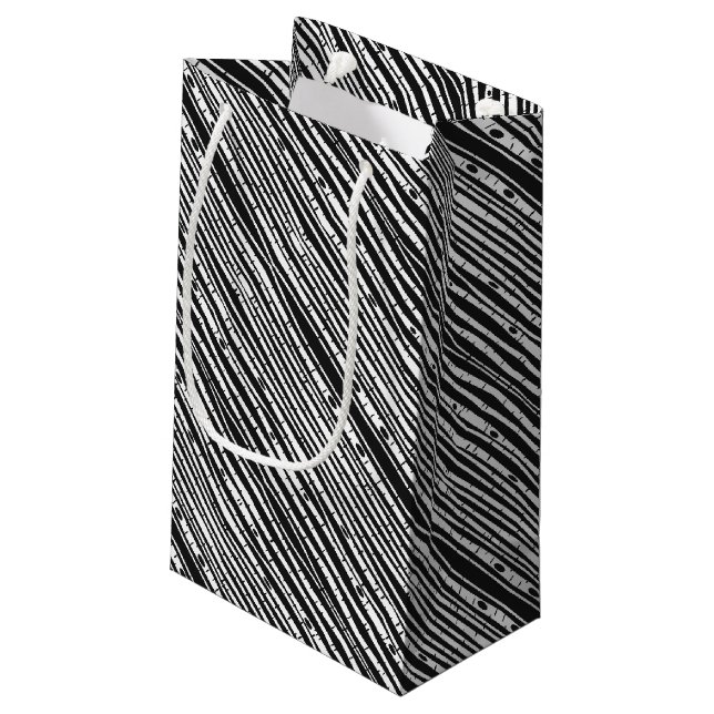 Cute black white tree pattern small gift bag (Back Angled)