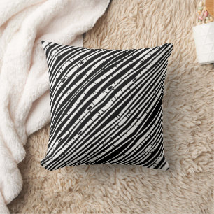 Cute black white tree pattern throw pillow