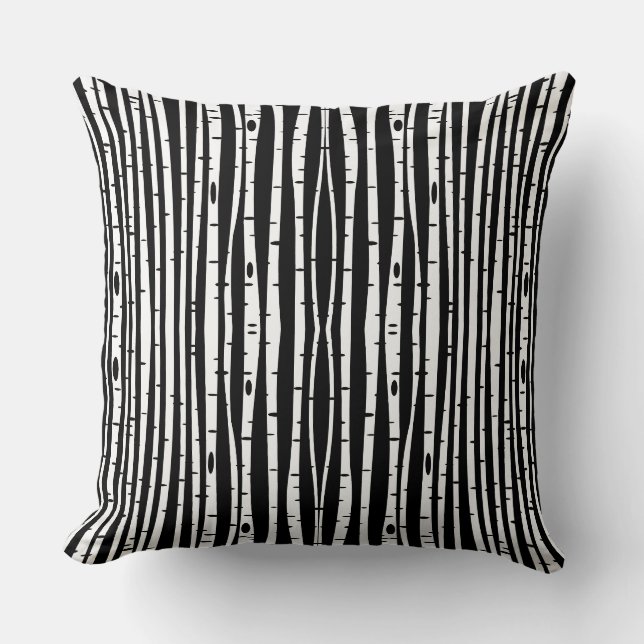 Cute black white tree pattern throw pillow (Front)