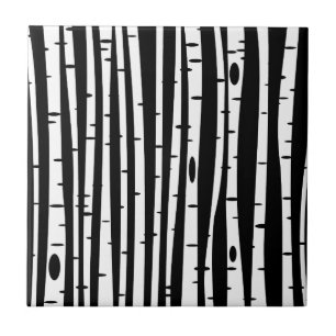 Cute black white tree pattern tile