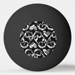 Cute black white vintage hearts background design ping pong ball
