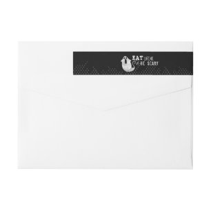 Cute Black & White Watercolor Ghost Halloween Wrap Around Label