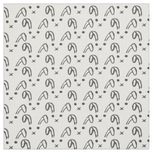 Cute black white watercolor hand drawn bunny fabric