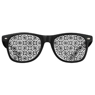 Cute black white zigzag circles design retro sunglasses