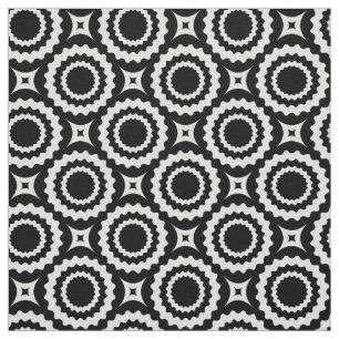 Cute black white zigzag circles pattern fabric