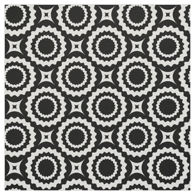 Cute black white zigzag circles pattern fabric (Swatch)
