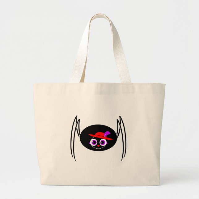 Cute Black Widow Large Tote Bag (Front)