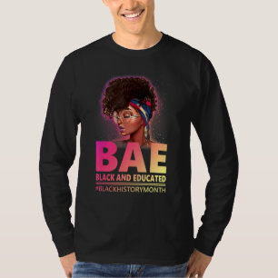 Cute Black Women Bae Black And Educated Queen Camp T-Shirt
