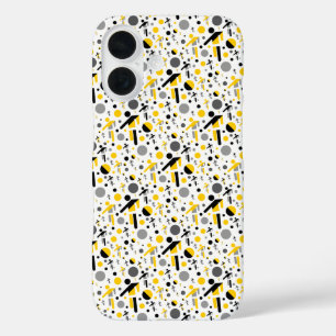 Cute black yellow football silhouette pattern iPhone 16 case