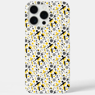 Cute black yellow football silhouette pattern iPhone 16 pro max case