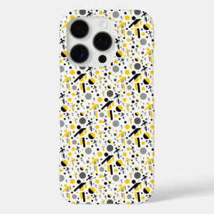 Cute black yellow football silhouette pattern iPhone 16 pro case