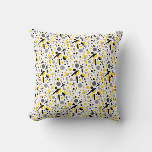 Cute black yellow football silhouette pattern throw pillow