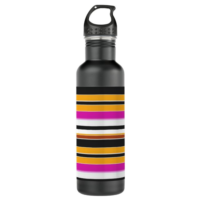 Cute black yellow stripes 710 ml water bottle (Front)
