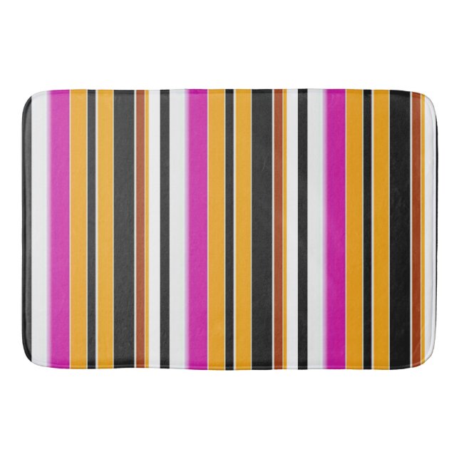 Cute black yellow stripes bath mat (Front)